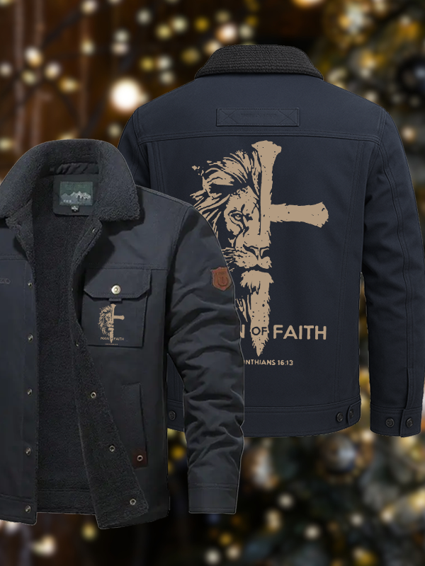 Men's Man of Faith Casual Fleece-Lined Jacket