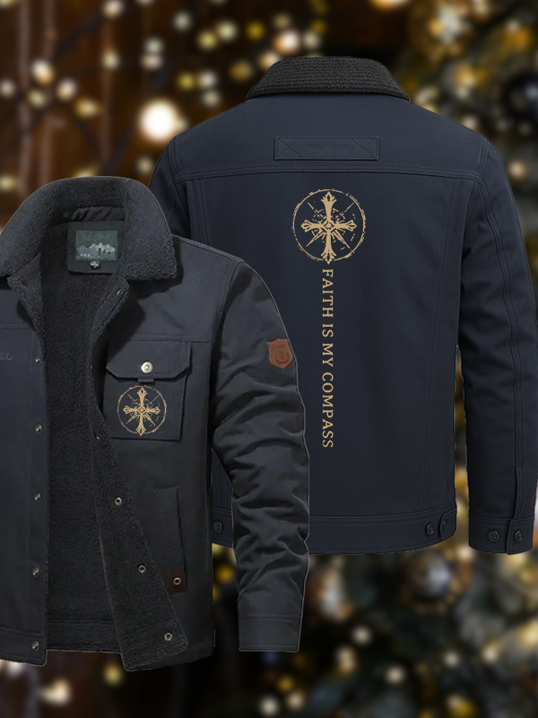Men's Faith Is My Compass Casual Fleece-Lined Jacket