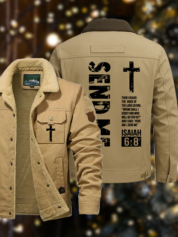Men's Send Me Isaiah 6:8 Casual Fleece-Lined Jacket