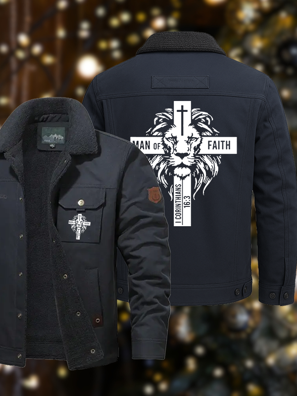 Men's Man of Faith  Casual Fleece-Lined Jacket