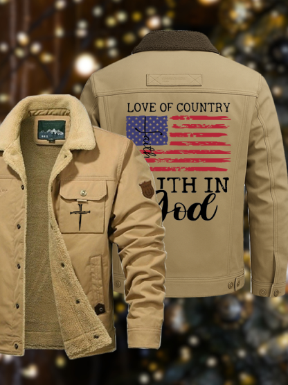 Men's Faith In God  Casual Fleece-Lined Jacket