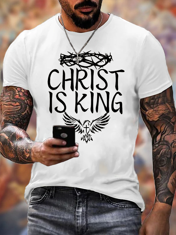 Christ Is King Jesus God Christian Cotton T-Shirt