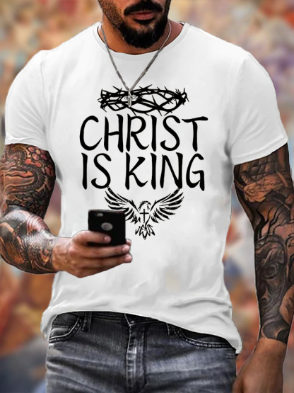 Christ Is King Jesus God Christian Cotton T-Shirt