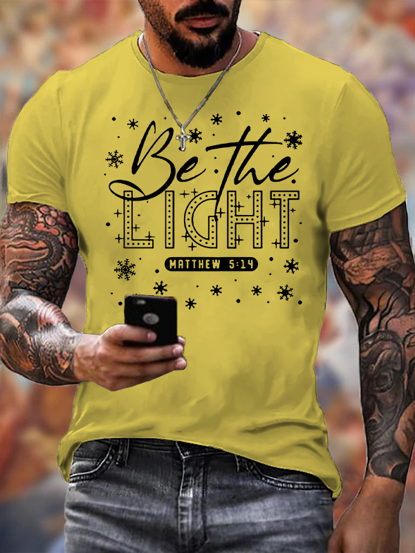 Merry Christmas Be The Light Cross Jesus God Christian Cotton T-Shirt