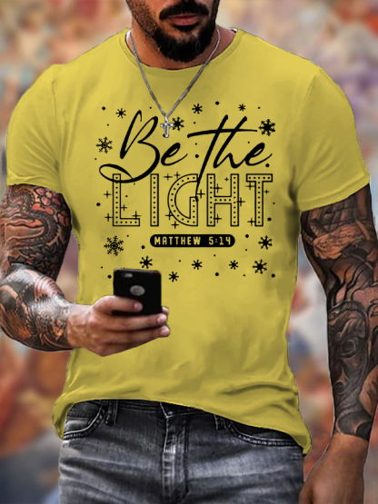 Merry Christmas Be The Light Cross Jesus God Christian Cotton T-Shirt