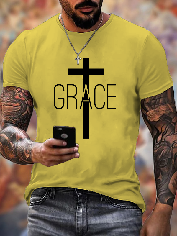 Grace Cross  Jesus God Christian Cotton T-Shirt