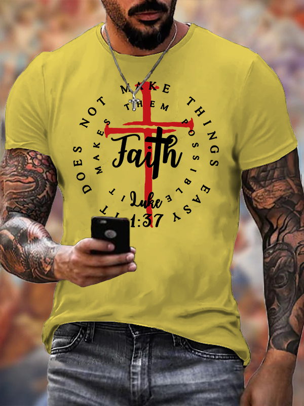 Faith Does Not Make Things Easy, It Makes Them Possible, Luke 1:37 Jesus God Christian Cotton T-Shirt