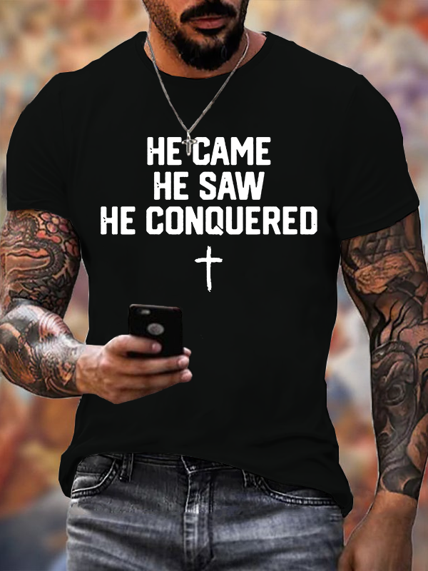 Man Of God Husband Dad Jesus God Christian Cotton T-Shirt
