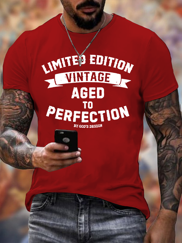 Limited Edition Vintage Aged To Perfection By God's Design Jesus God Christian Cotton T-Shirt