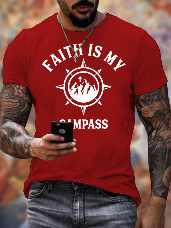 Faith Is My Campass Jesus God Christian Cotton T-Shirt