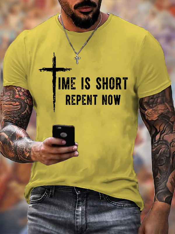 Repent Now Jesus God Christian Cotton T-Shirt
