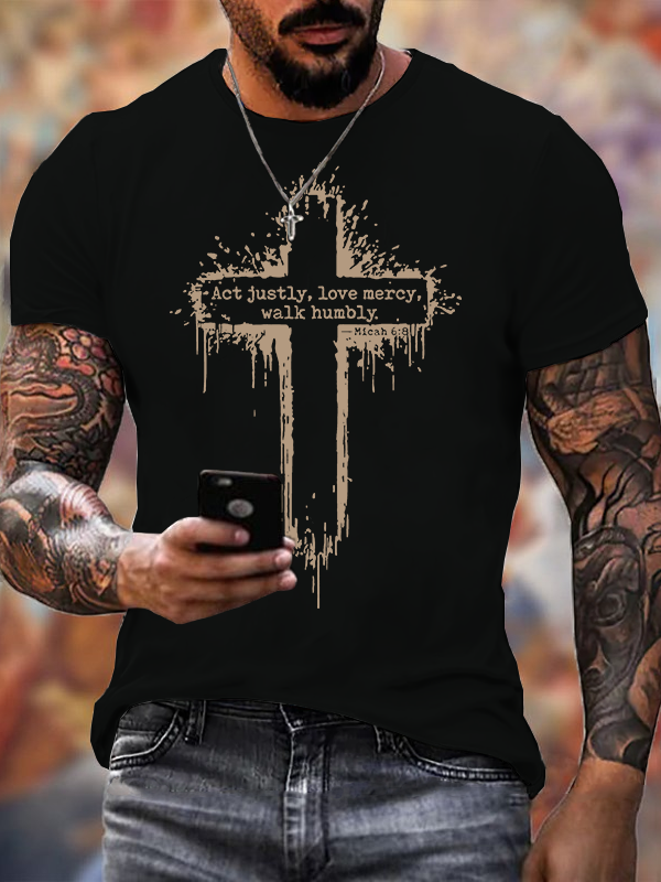 Man Of God Husband Dad Jesus God Christian Cotton T-Shirt