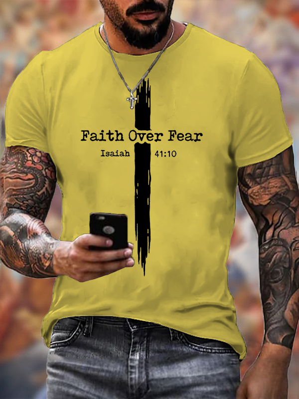Faith Over Fear Jesus God Christian Cotton T-Shirt