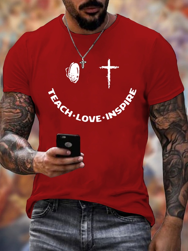 Teach Love Inspire Jesus God Christian Cotton T-Shirt