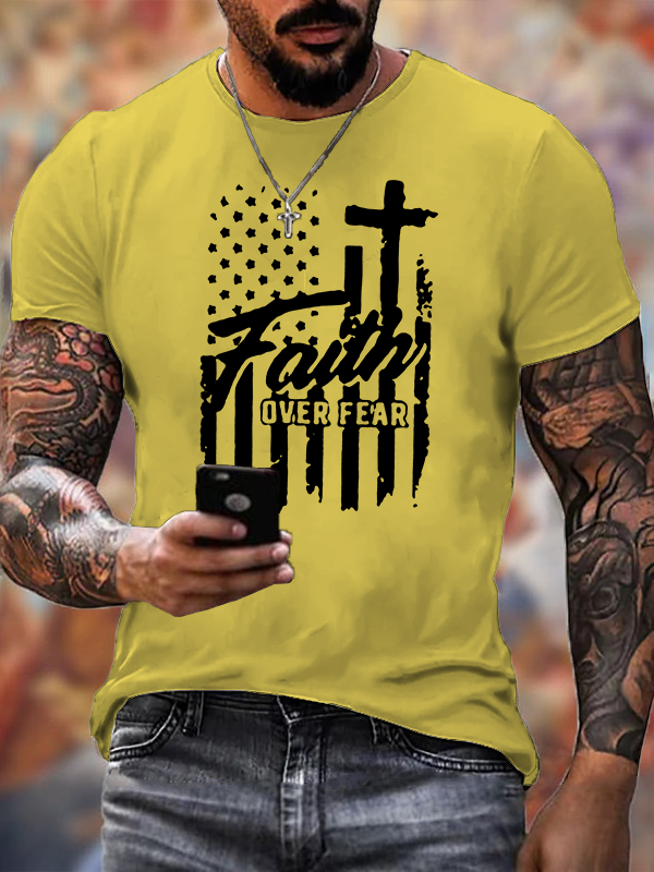 Faith Over Fear Jesus God Christian Cotton T-Shirt