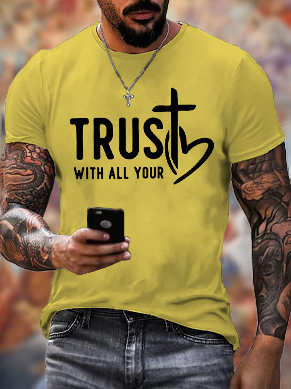 Trust With All Your Cross Christian Cotton T-Shirt
