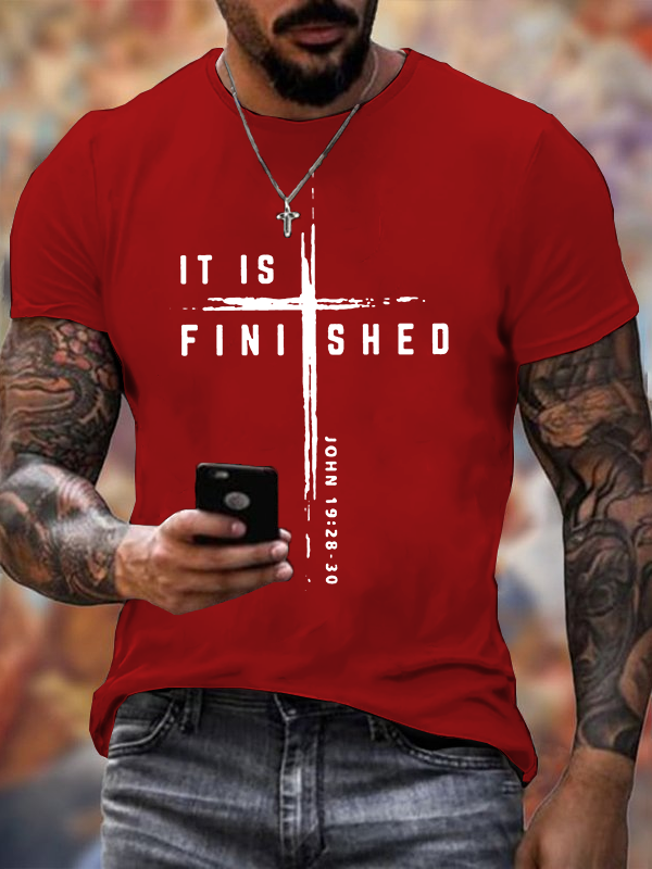It Is Finished Jesus God Christian Cotton T-Shirt