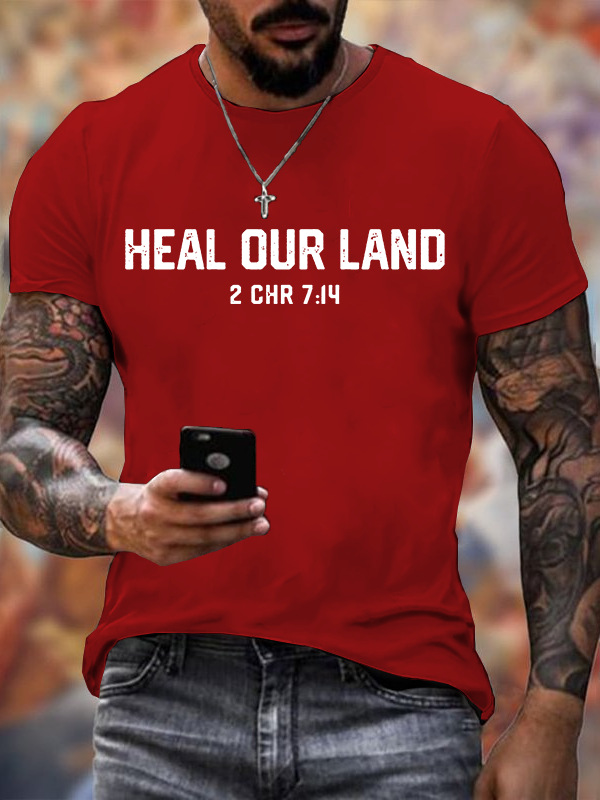 Heal Our Land Jesus God Christian Cotton T-Shirt