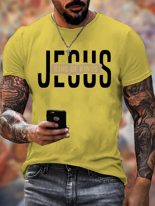 Jesus King of Kings Jesus God Christian Cotton T-Shirt