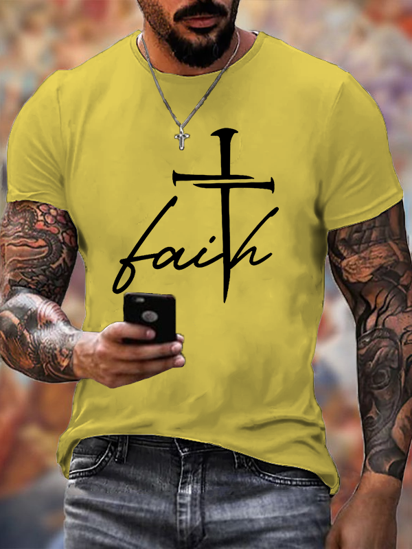 Faith Cross Jesus God Christian Cotton T-Shirt