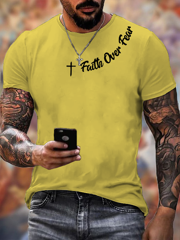 Faih Over Fear  Jesus God Christian Cotton T-Shirt