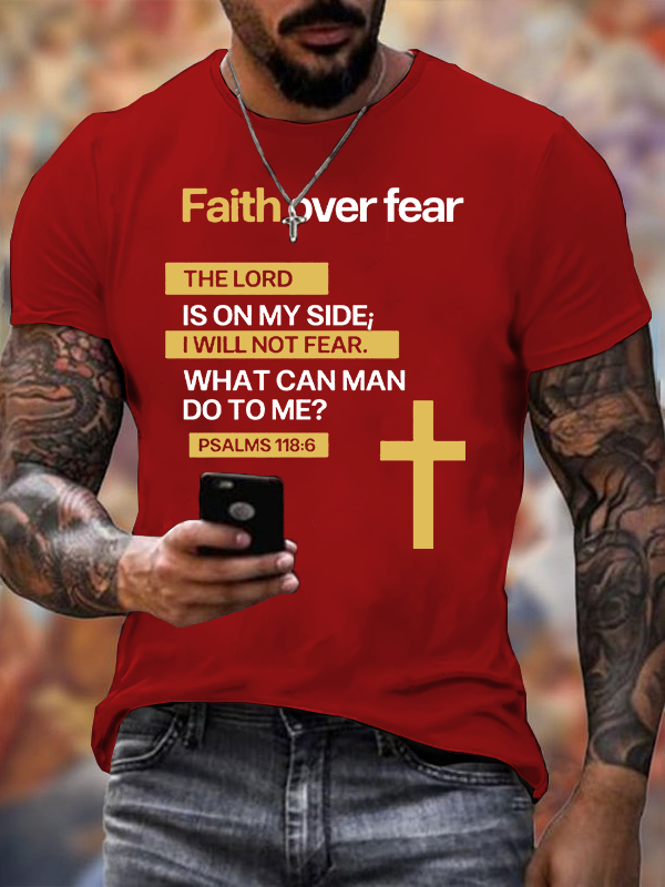 Faith Over Fear Jesus God Christian Cotton T-Shirt
