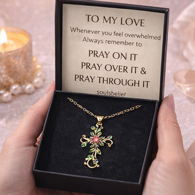 Floral Leaves Cross Necklace