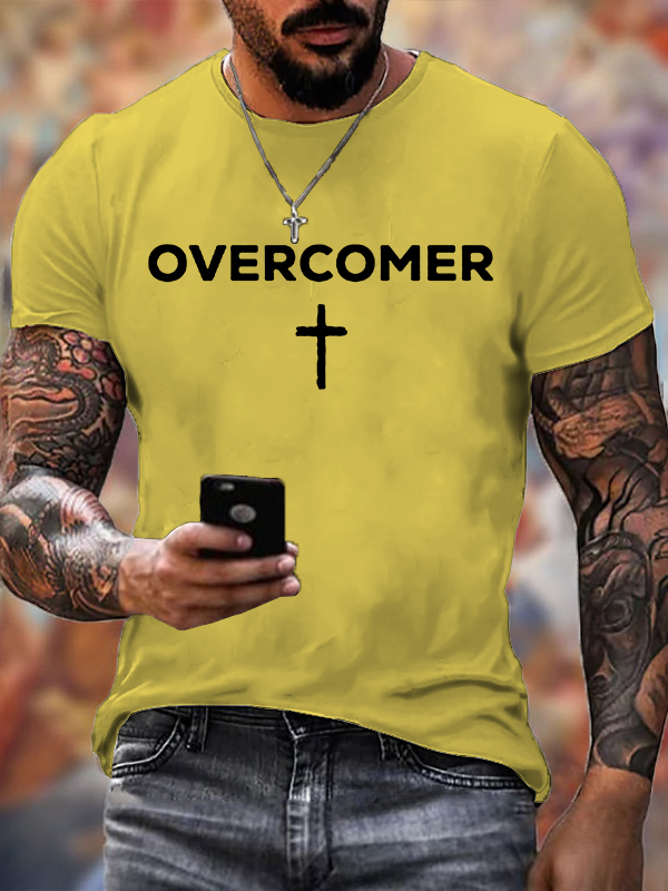 Overcomer Jesus God Christian Cotton T-Shirt
