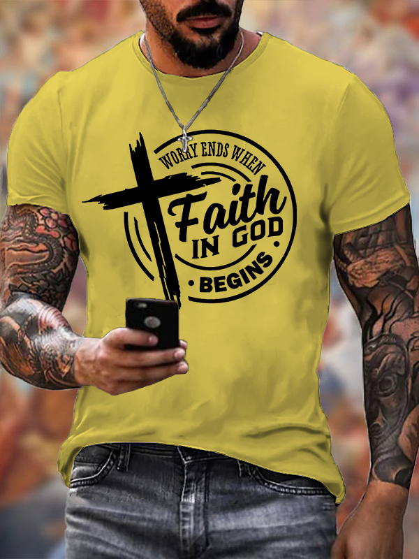 Faith Printed Jesus God Christian Cotton T-Shirt
