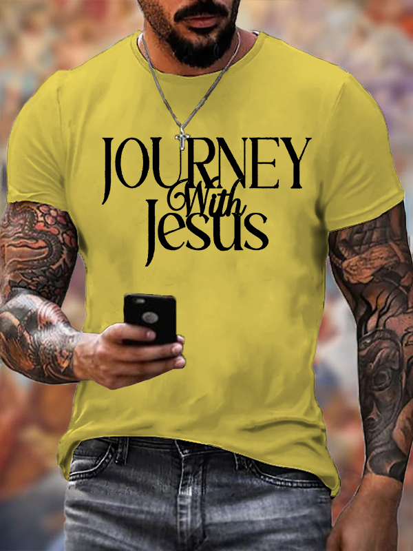Journey With Jesus Jesus God Christian Cotton T-Shirt