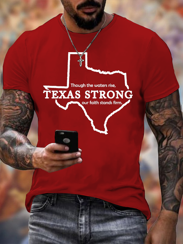 Texas Strong Jesus God Christian Cotton T-Shirt