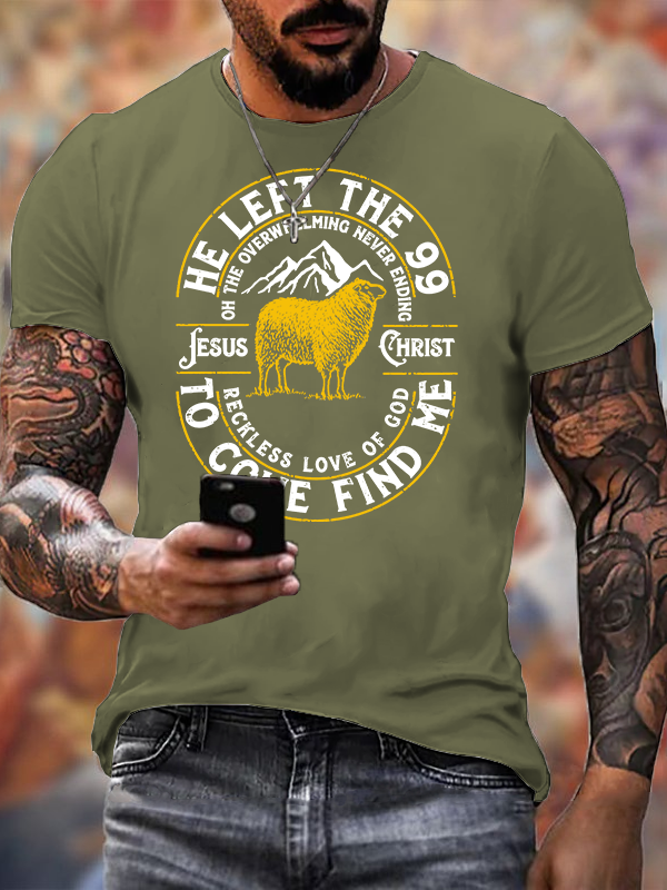 He Left The 99 Jesus God Christian Cotton T-Shirt