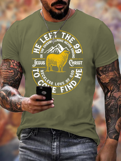 He Left The 99 Jesus God Christian Cotton T-Shirt