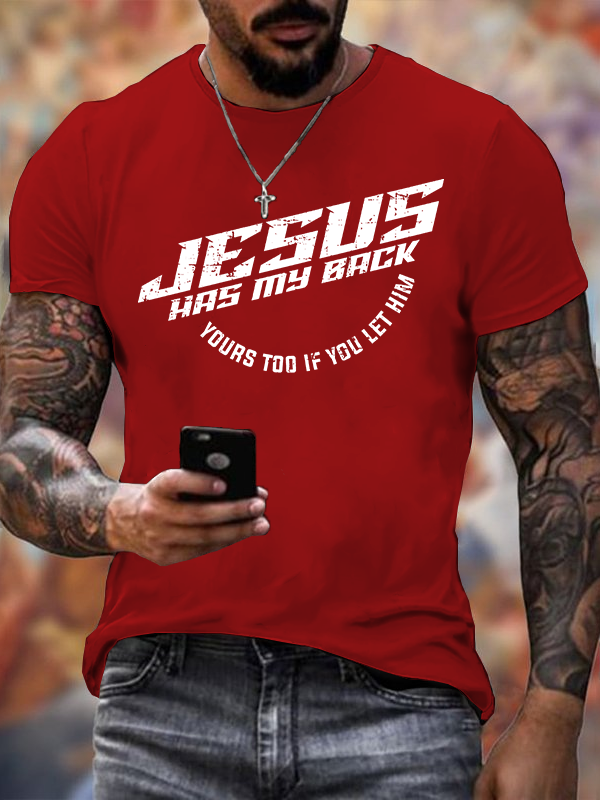 Jesus Has My Back Jesus God Christian Cotton T-Shirt