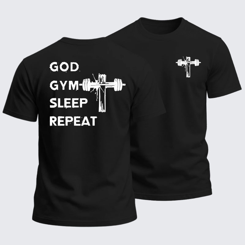 Heavyweight Cotton Tee -God Gym Sleep Repeat