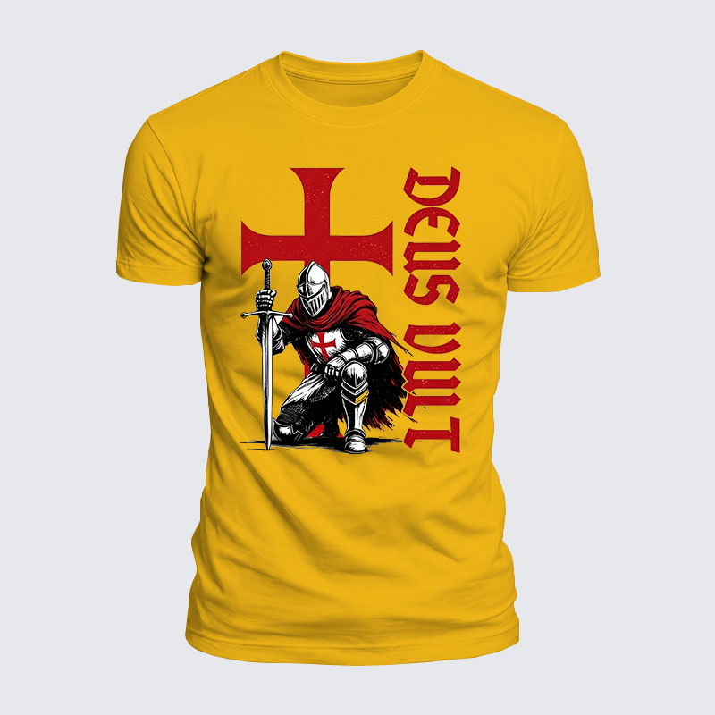 Luxe Mercerized Cotton Tee - Templar Knight Crusader Deus Vult