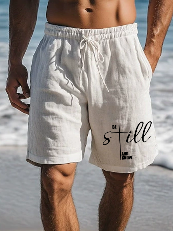 Men's Be Still And Know Cross Christian Beach Shorts
