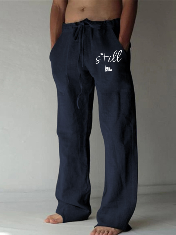 Men's Be Still And Know Cross Christian Beach Pants