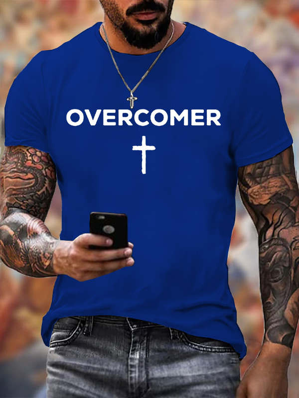 Overcomer Jesus God Christian Cotton T-Shirt