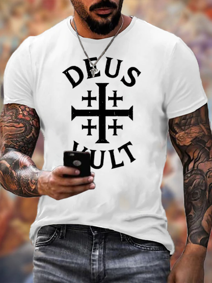 Deus Vult Jesus God Christian Cotton T-Shirt