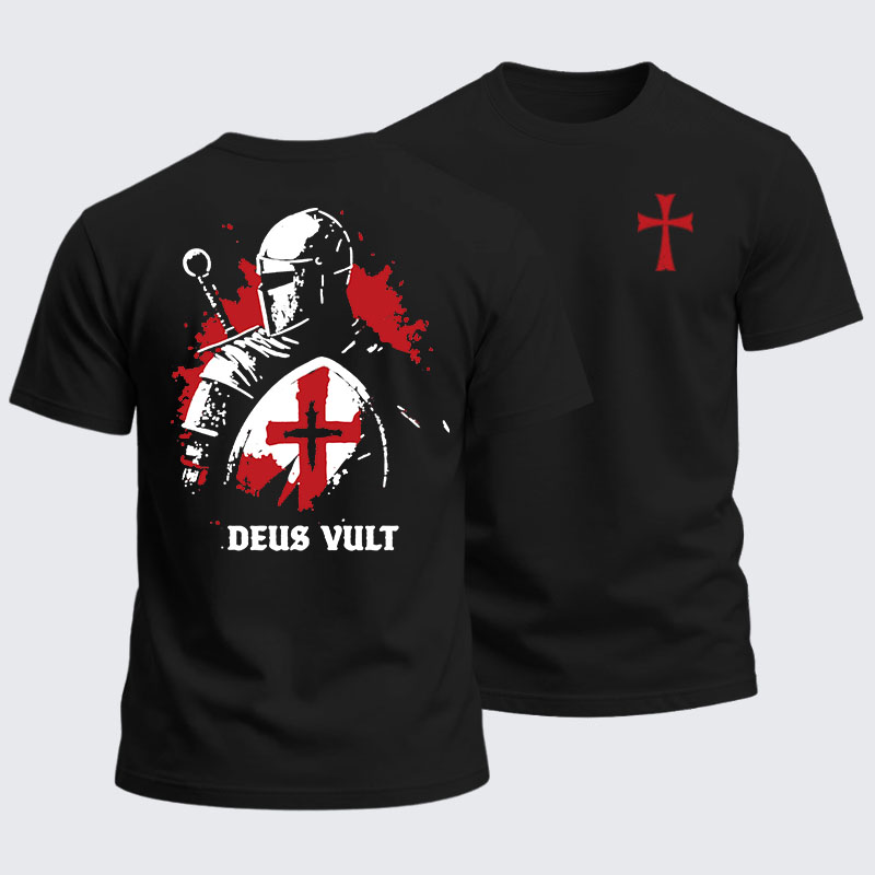 Heavyweight Cotton Tee - Deus Vult Knight Templar