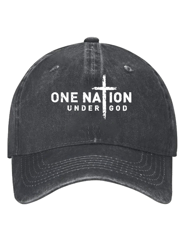 One Nation Under God Cross  Christian Hat