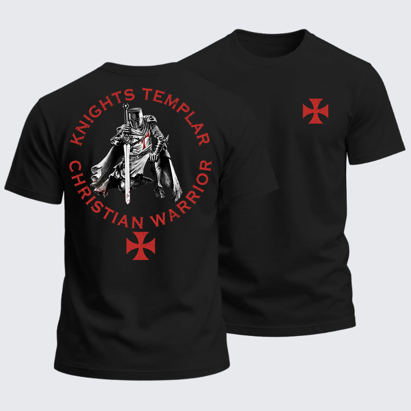 Heavyweight Cotton Tee - Knights Templar Templar Cross Crusader Knight