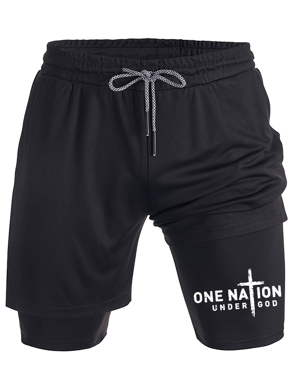 One Nation Under God Cross Christian Performance Shorts