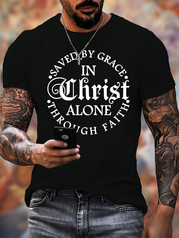 Saved By Grace  Jesus God Christian Cotton T-Shirt