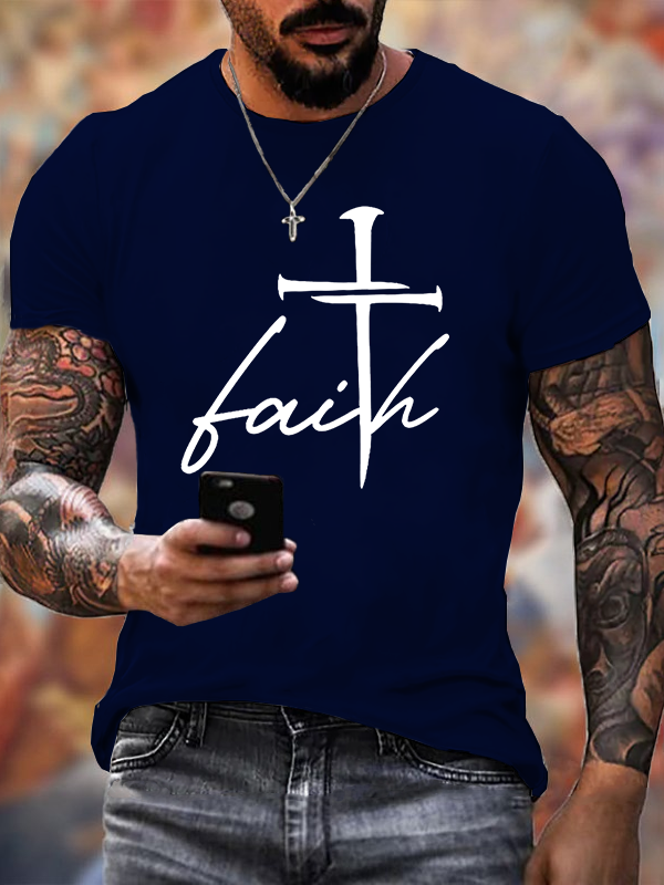 Faith Cross Jesus God Christian Cotton T-Shirt
