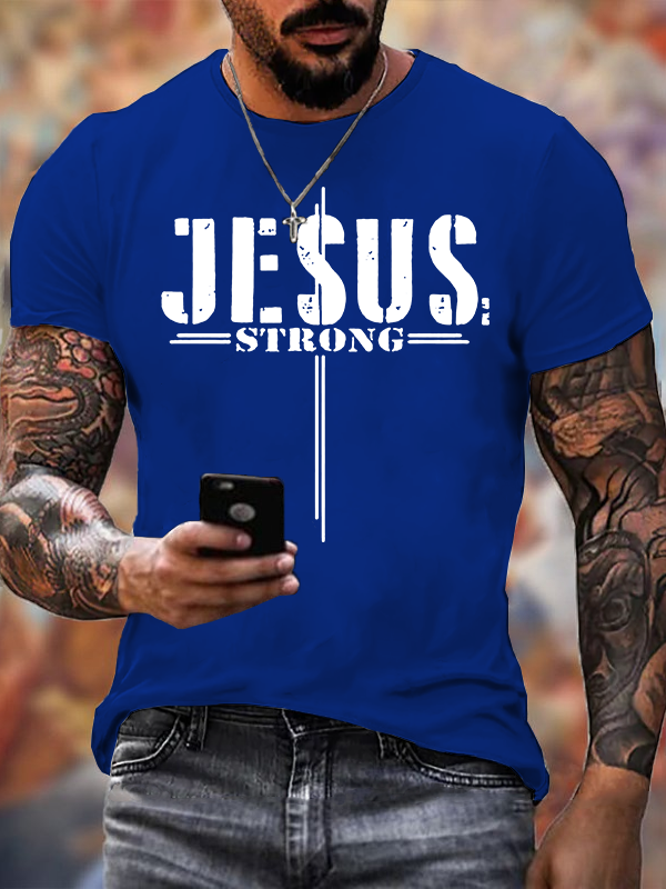 Jesus Strong Jesus God Christian Cotton T-Shirt