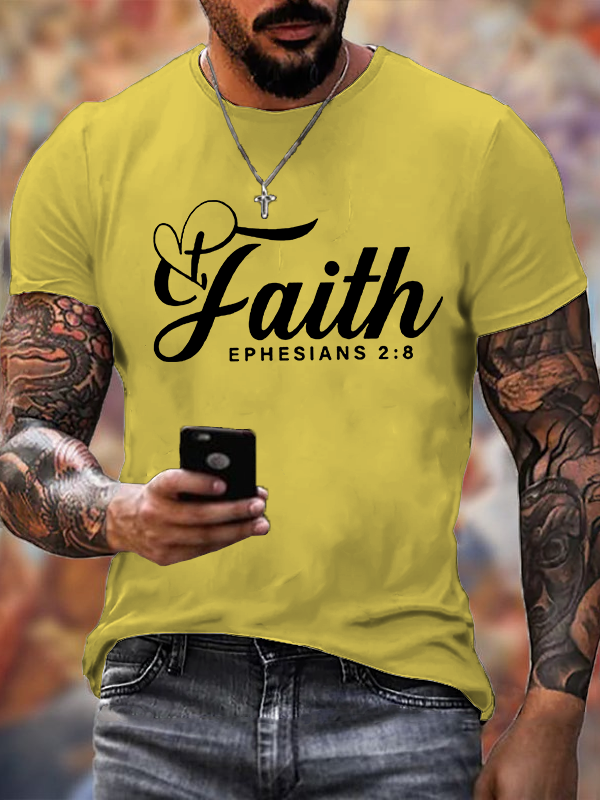 "Faith Ephesians 2:8"  Jesus God Christian Cotton T-Shirt
