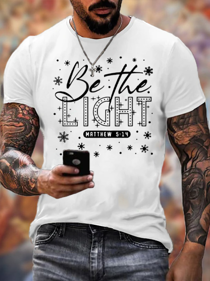 Merry Christmas Be The Light Cross Jesus God Christian Cotton T-Shirt