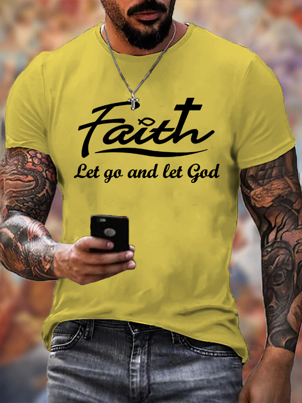  Let Go And Let God Jesus God Christian Cotton T-Shirt